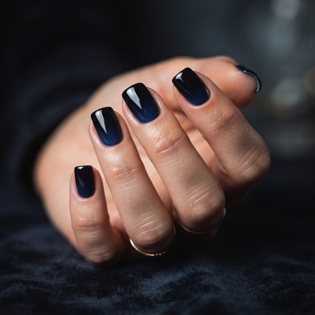 Dark Blue Nails Ideas: 30 Stunning Looks to Inspire Your Next Manicure 26 Ombre Blue Black Nails Idea