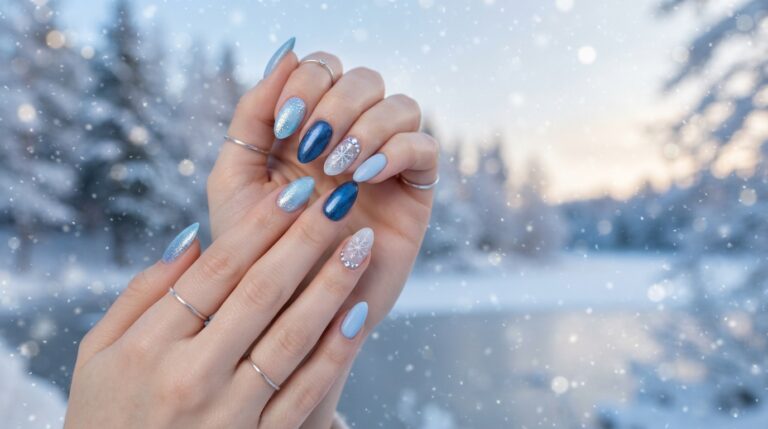Frosty Blue Nails