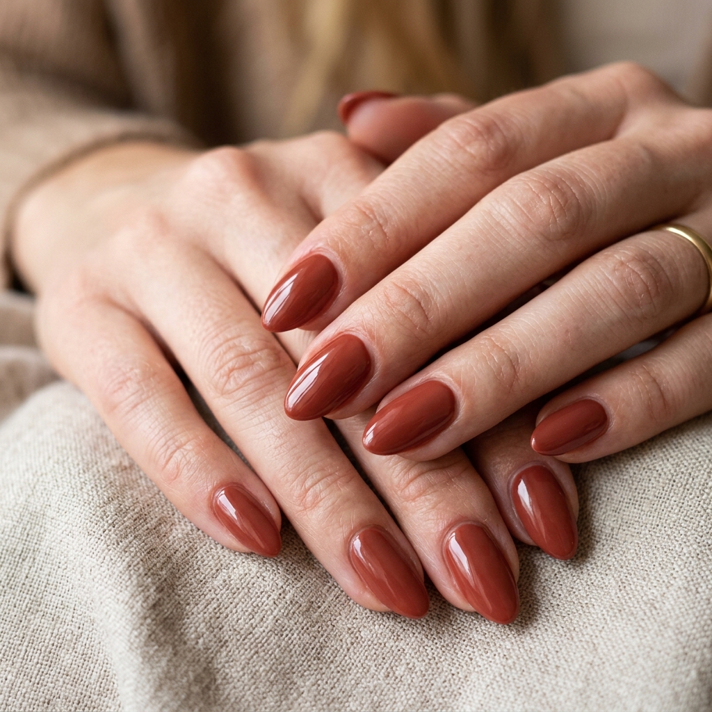 From Wine to Wine to Burgundy: 30 Dark Red Nails Ideas for Every Vibe 25 Brick red nails close up 202607122020