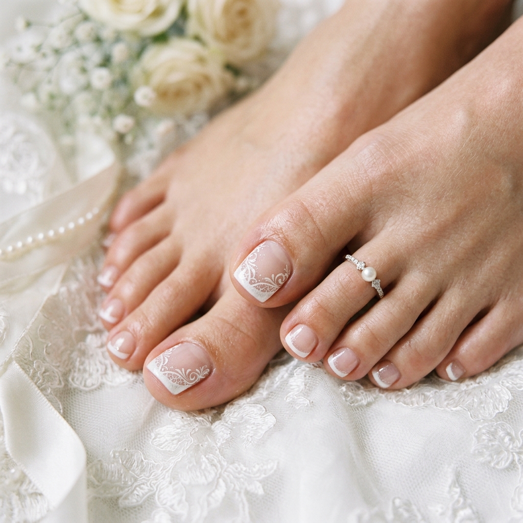 Wedding French Pedicure Ideas