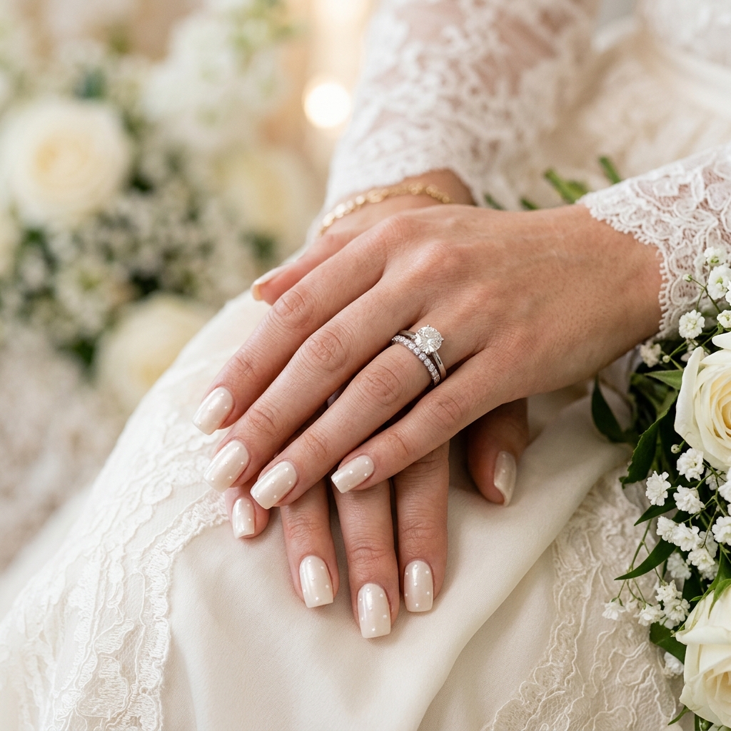 Bridal Polka Dot Nails Idea