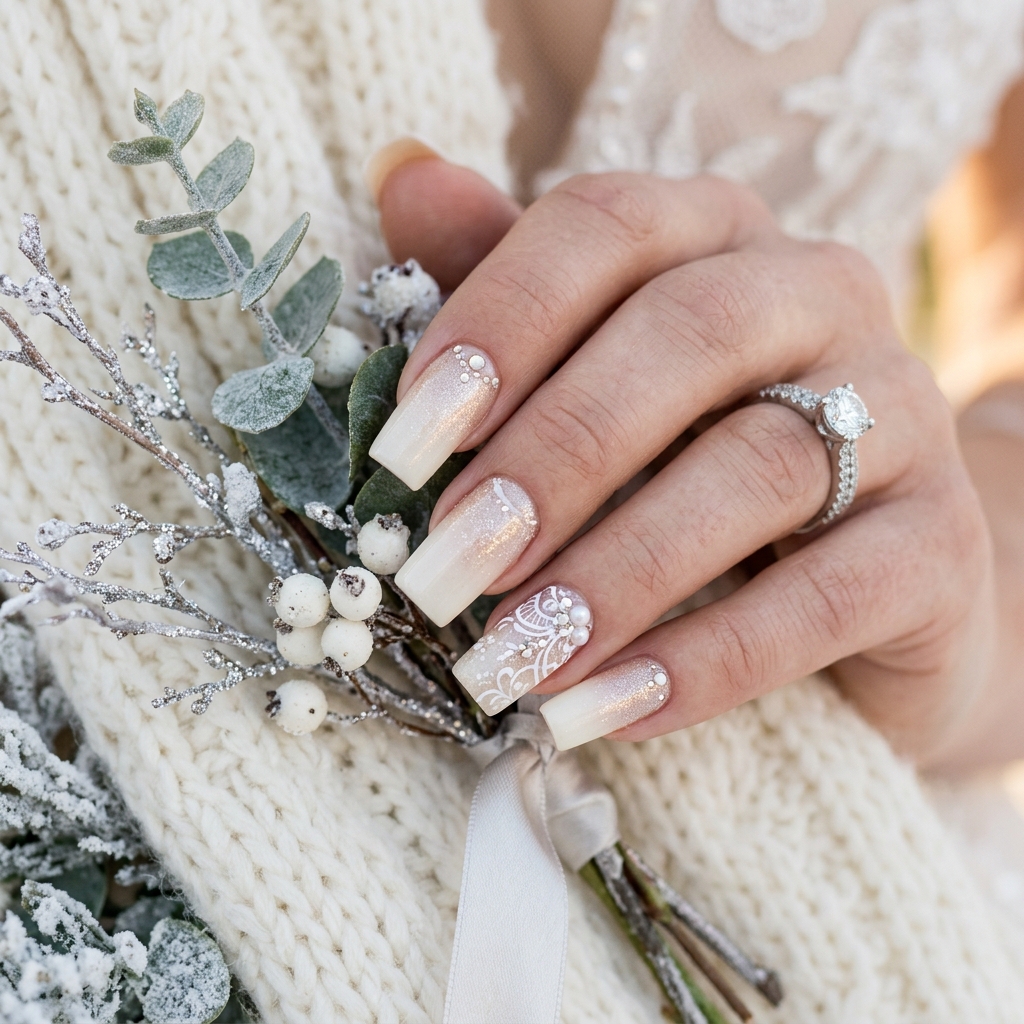 Bridal Winter Nail Idea