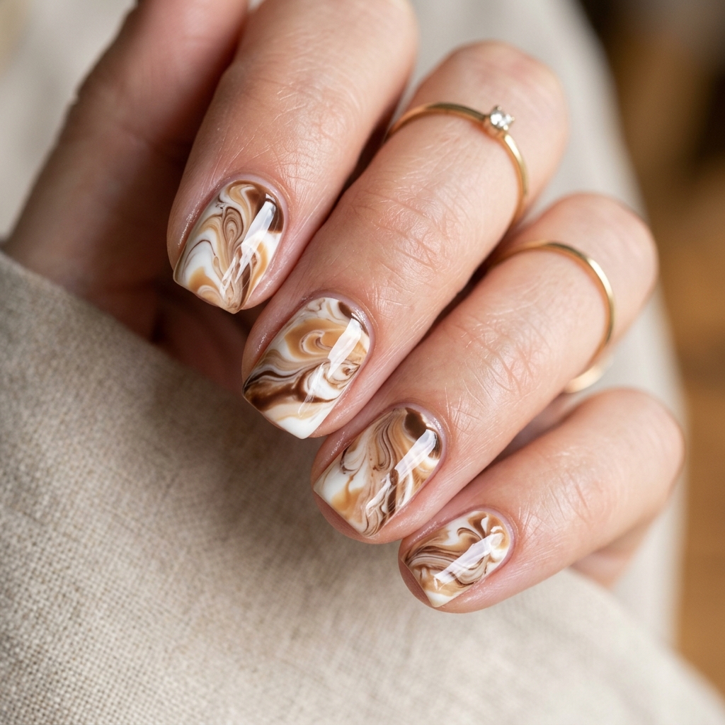 30 Brown Summer Nails Ideas You'll Want to Save 15 Brown Marble Nails Idea