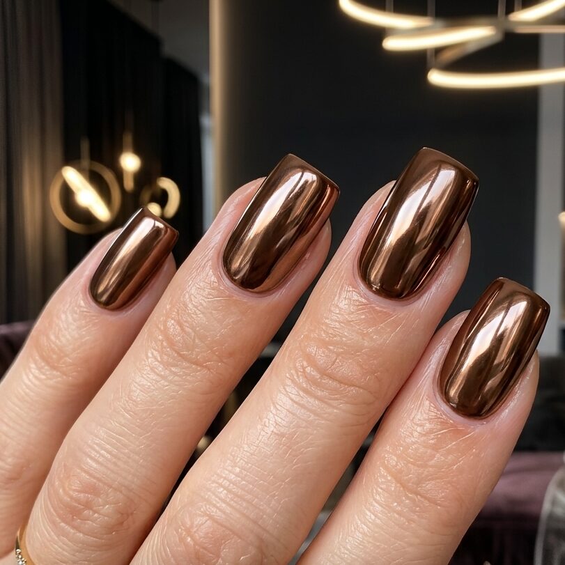 30 Brown Summer Nails Ideas You'll Want to Save 13 Brown Chrome Nails Idea
