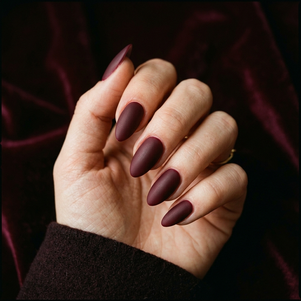 30 Cute Fall Nails Ideas for a Stylish Autumn Look 5 Deep Burgundy Cute Fall Nails Ideas