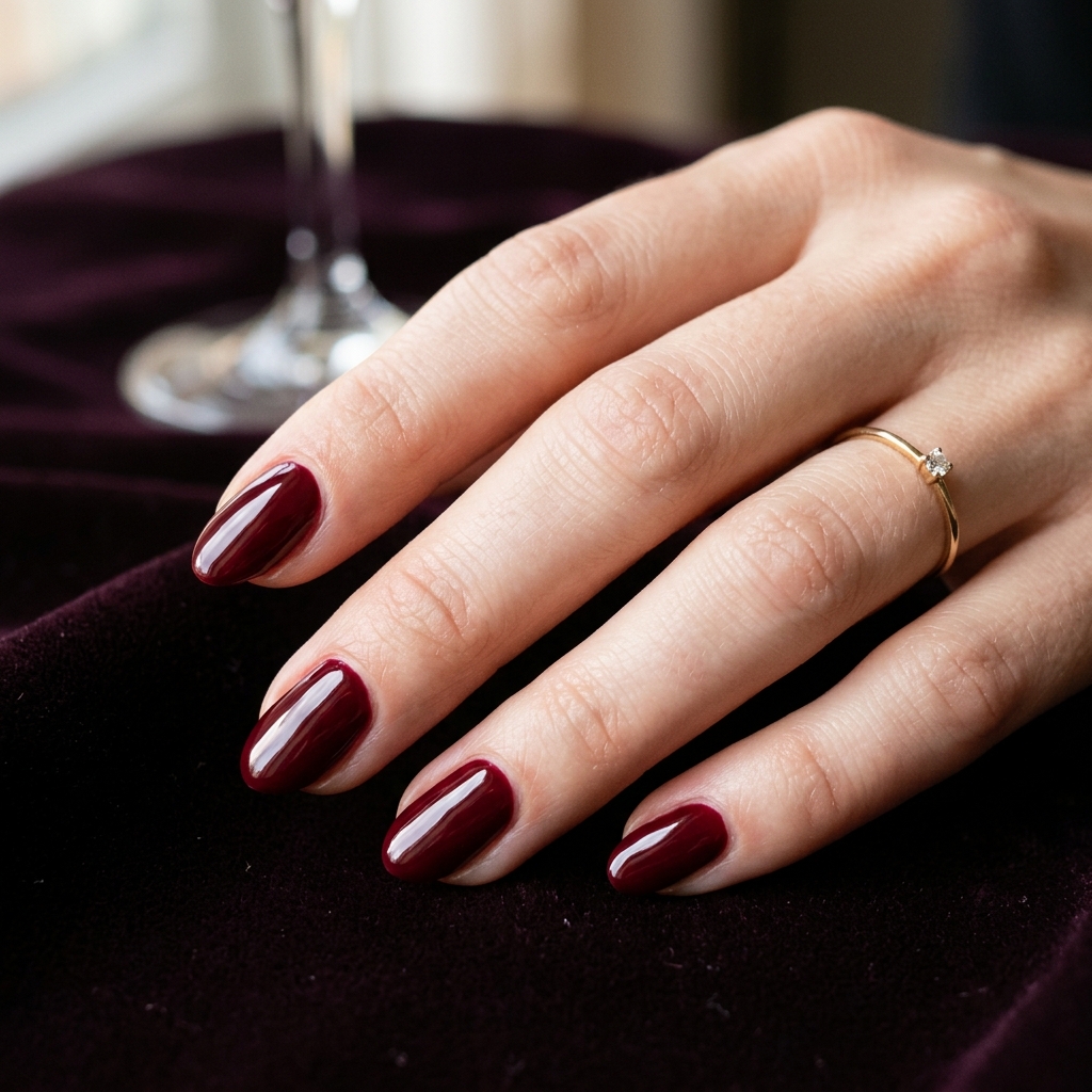 From Wine to Wine to Burgundy: 30 Dark Red Nails Ideas for Every Vibe 11 Burgundy red nails glossy finish 202607122016