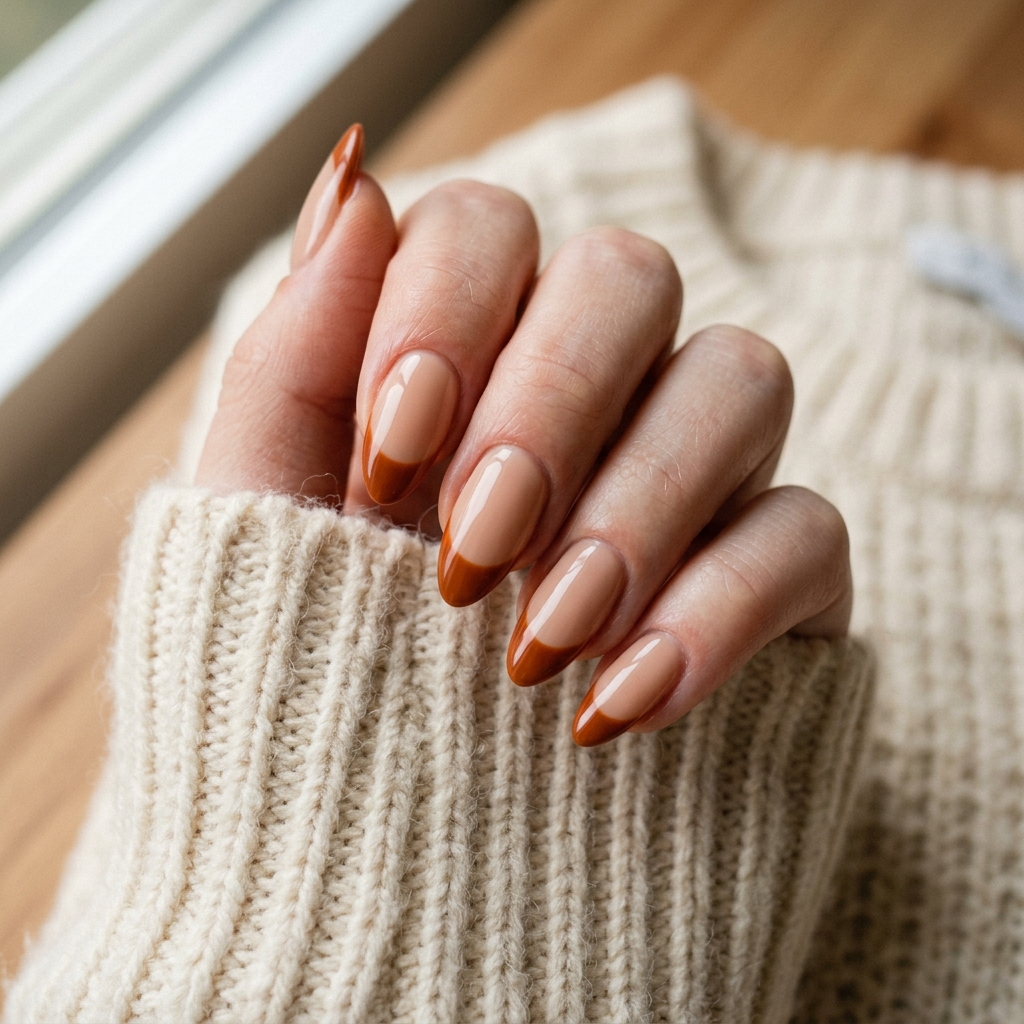 Burnt Orange French Tip Nails Ideas