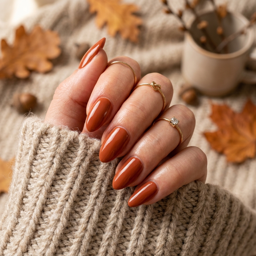 Autumn Nails Ideas: 30 Warm and Creative Ways to Style Your Manicure 2 Burnt Orange Autumn Nails Idea