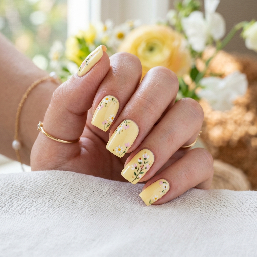 Spring Butter Yellow Nails Idea