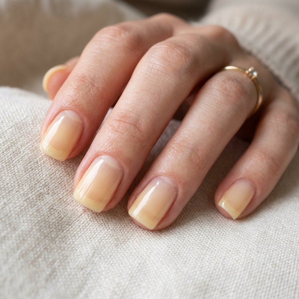 Sheer Wash Butter Yellow Nails Idea