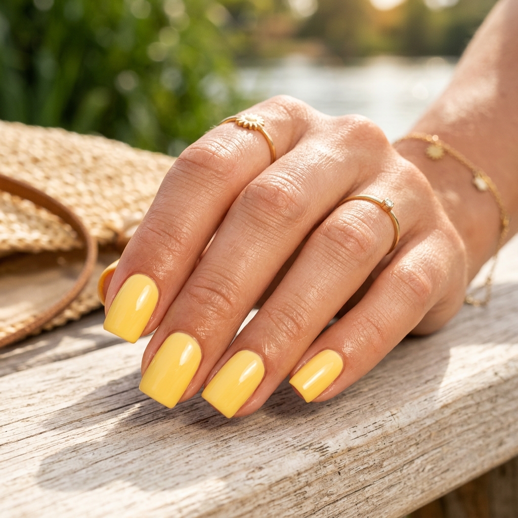 Summer Butter Yellow Nails Idea