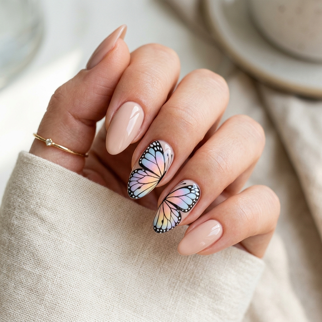 30 April Nails Ideas to Brighten Up Your Spring Look 7 Butterfly Nail Art Ideas