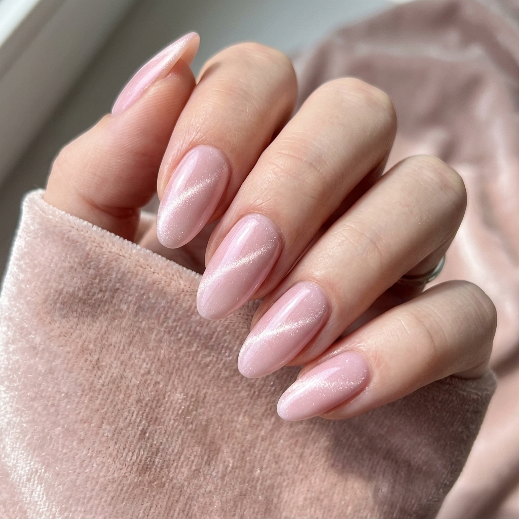 Light Pink Cat Eye Nail Ideas