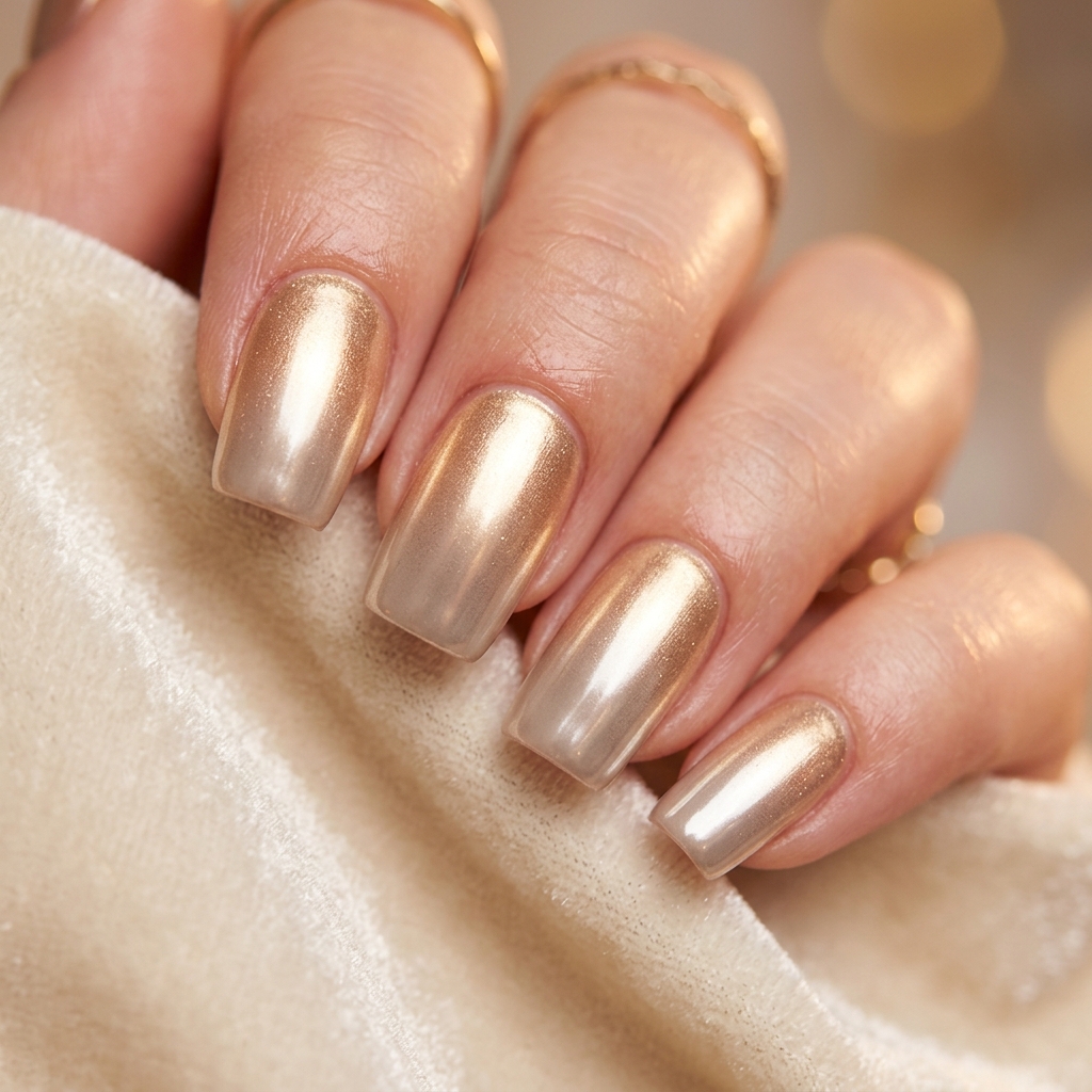 30 Chrome Ombre Nails Ideas for a Shine That Never Quits 15 Champagne Chrome Fade Ideas