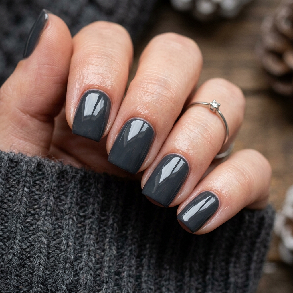 January Nails Ideas: 30 Fresh and Frosty Ways to Start the Year 10 Charcoal January Nails Idea