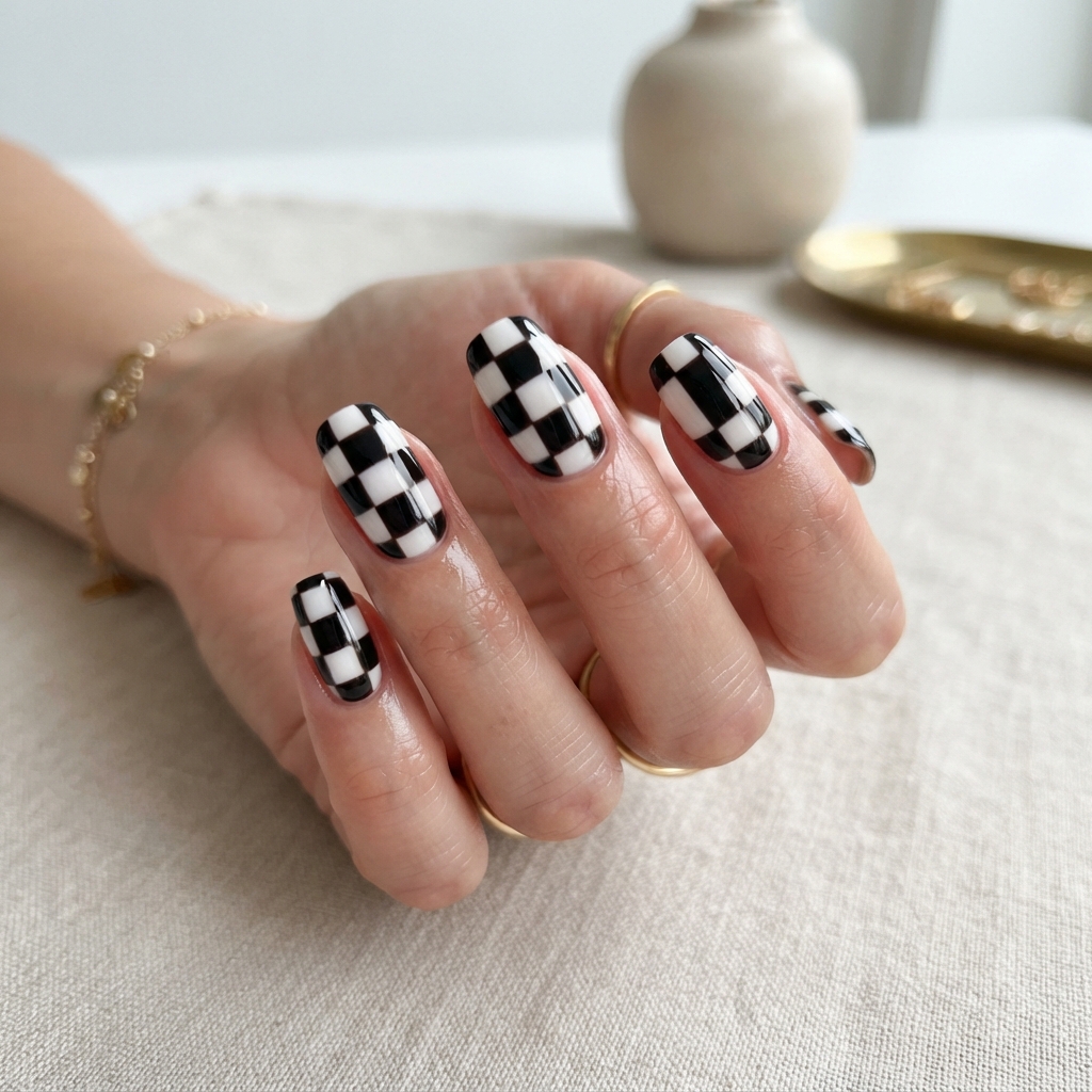 30 Simple Nail Art Ideas to Spark Your Creativity 20 Checkerboard Simple Nail Art Ideas