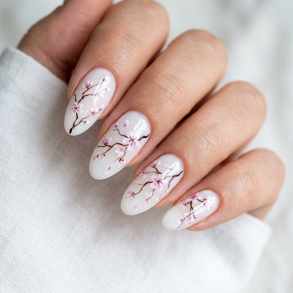 Flower Nails: 30 Stunning Floral Ideas to Inspire Your Next Manicure 4 Cherry Blossom Nails Ideas