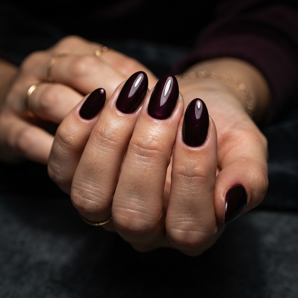 30 Winter Gel Nails Ideas You'll Want to Save 23 Black Cherry Gel Nails Idea