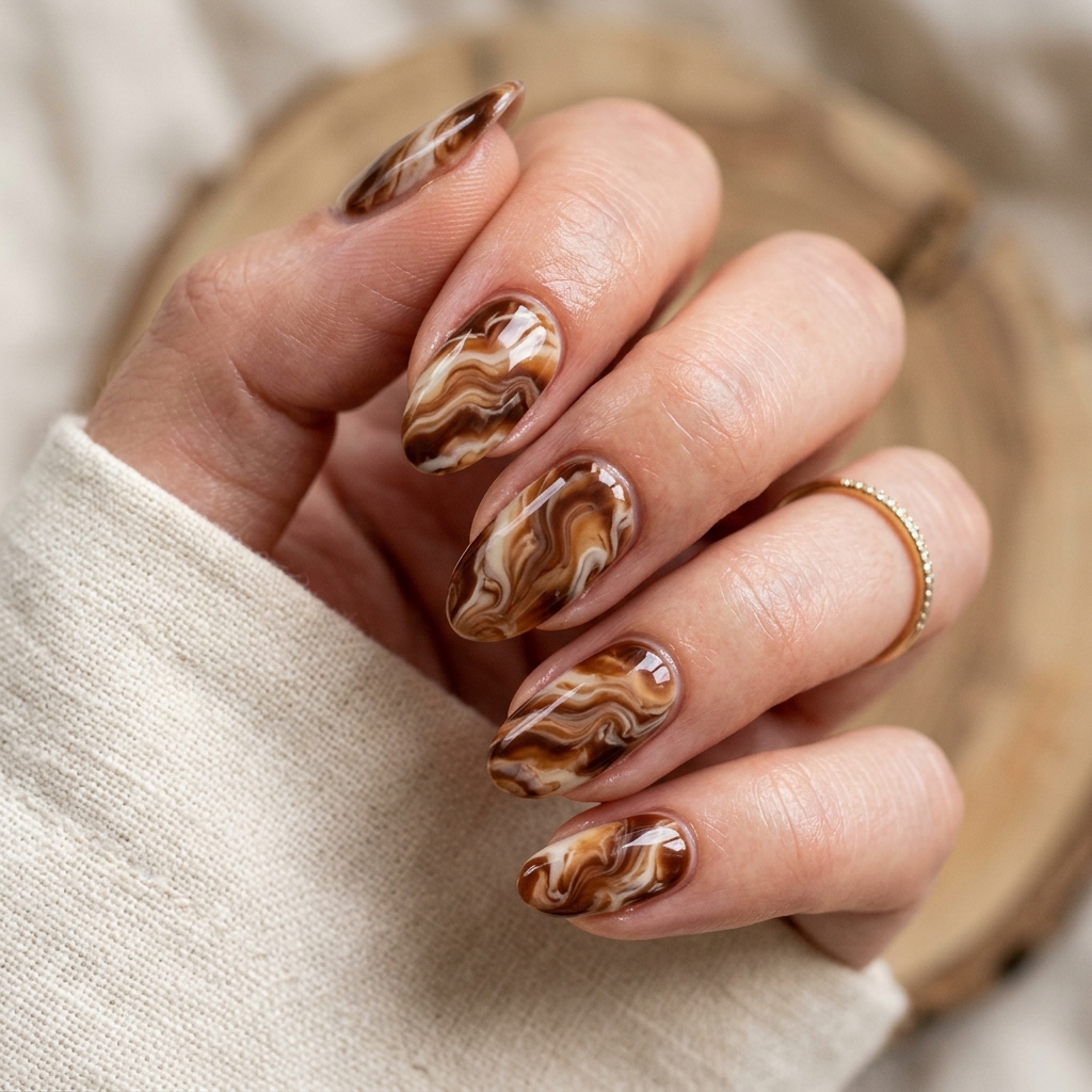 Chestnut marble nails swirled pa… 202607121856