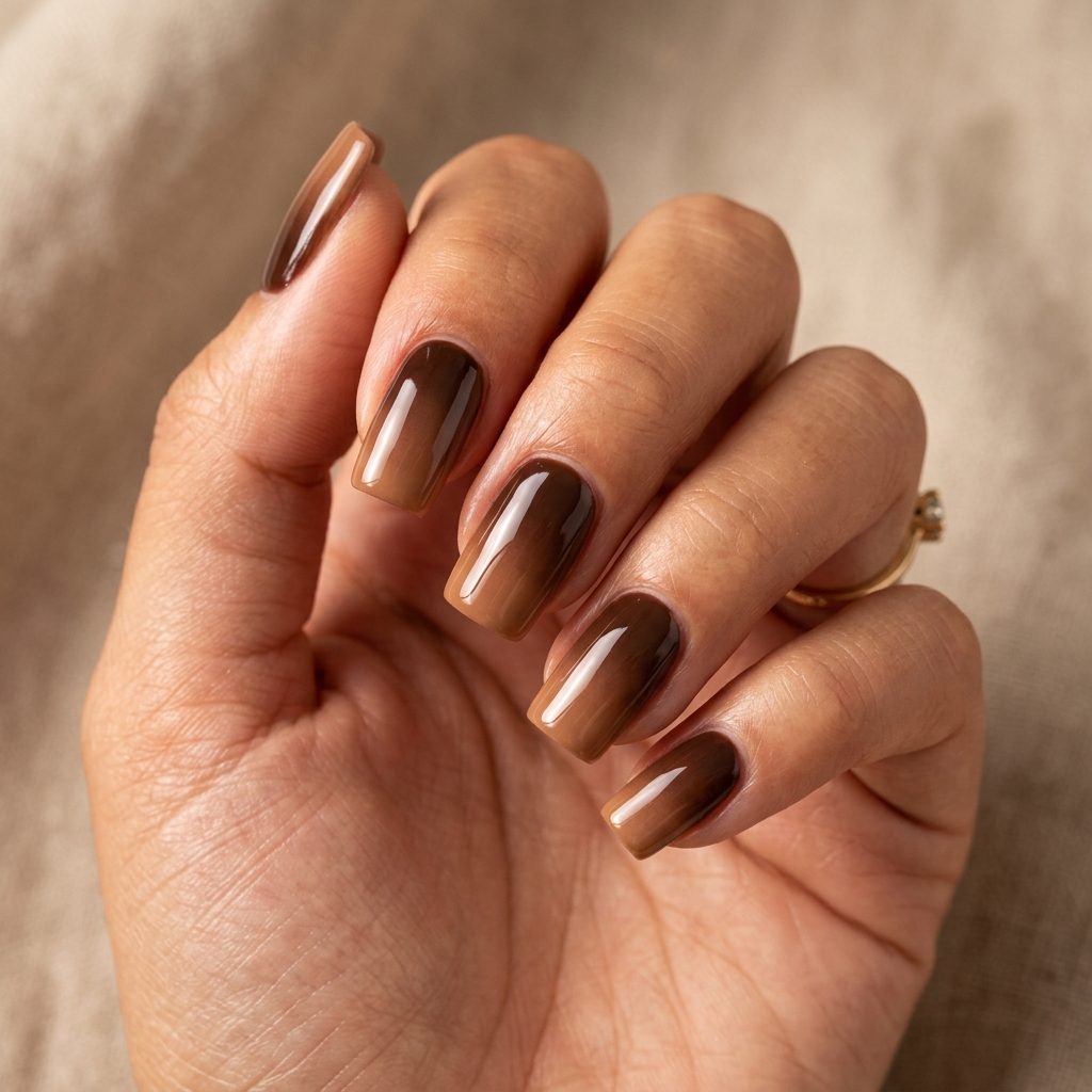 30 Cute Fall Nails Ideas for a Stylish Autumn Look 7 Chocolate Brown Ombre Nail Ideas