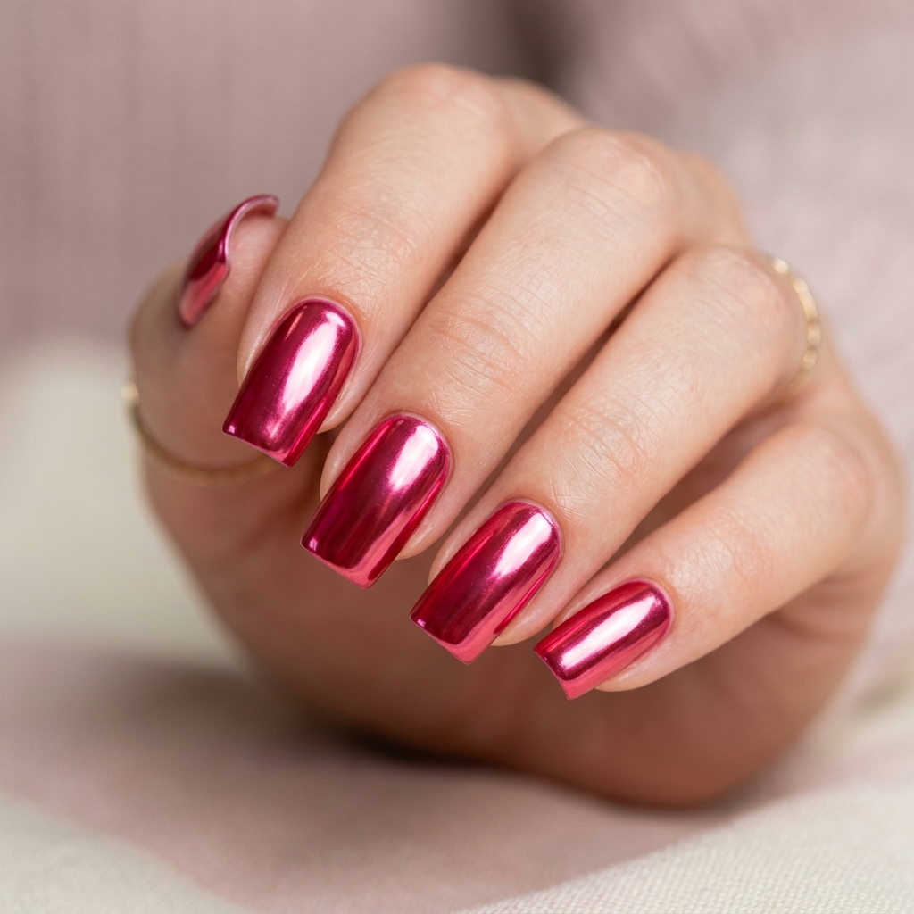 30 Valentines Nails Ideas to Fall in Love With 20 Chrome Valentine Nail Ideas