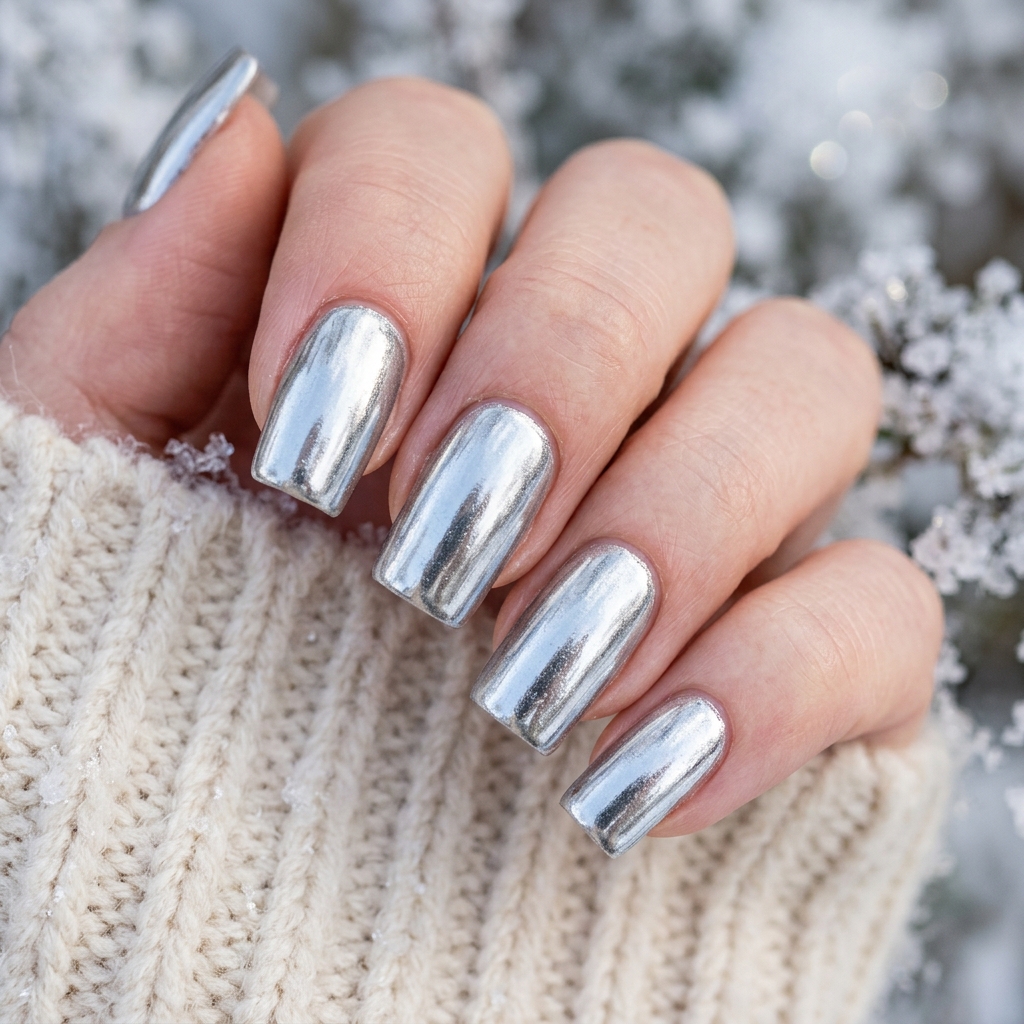 Chrome Winter Nail Idea