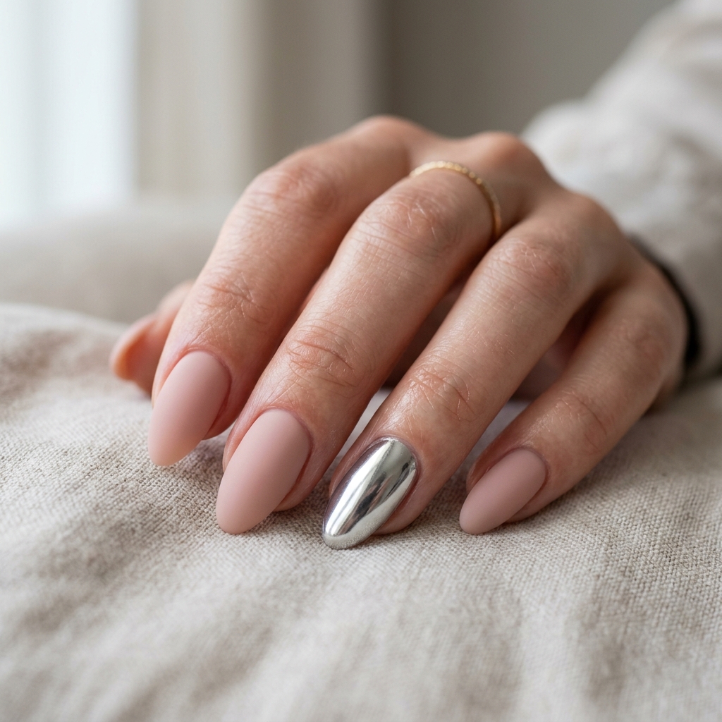 30 Chrome Summer Nails Ideas You'll Want to Try Now 8 Chrome Accent Nail Ideas