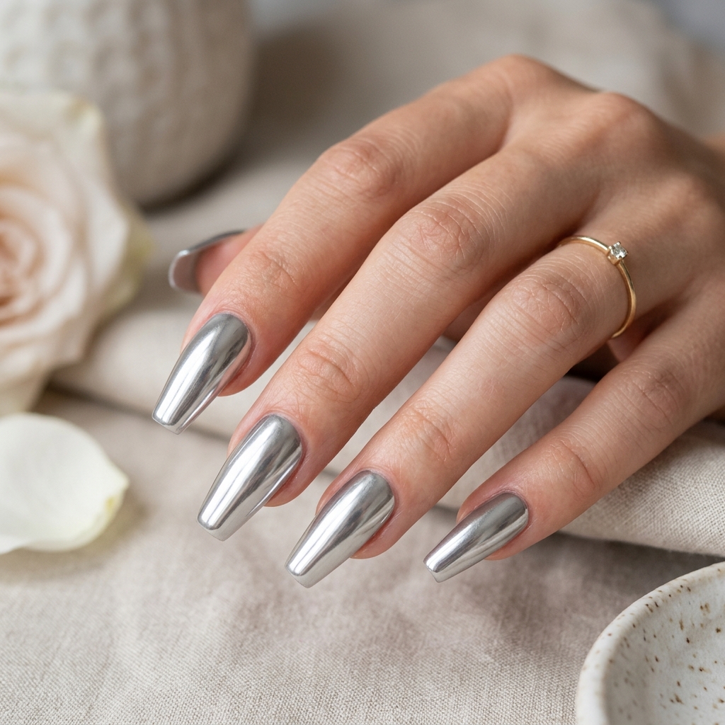 30 Chrome Summer Nails Ideas You'll Want to Try Now 29 Chrome Ballerina Nails Ideas