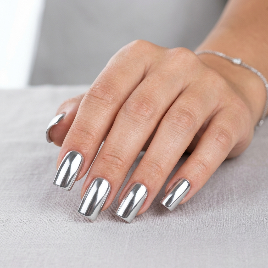 Simple Acrylic Nails Ideas: 30 Creative Looks You'll Love 22 Chrome Finish Simple Acrylic Nail Ideas