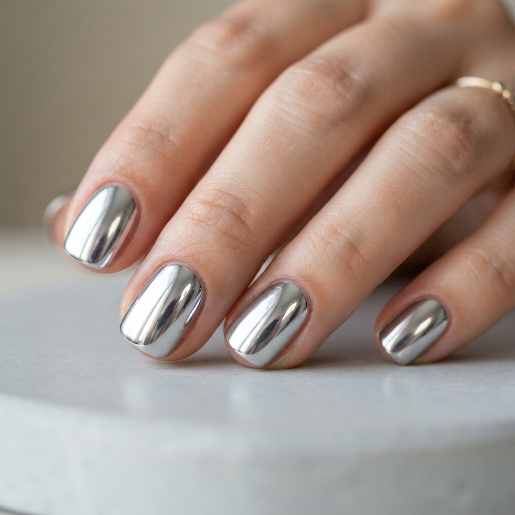 30 short Summer Nails 2025 ideas You'll Want to save Now 12 Chrome Finish Short Summer Nails 2025 Ideas