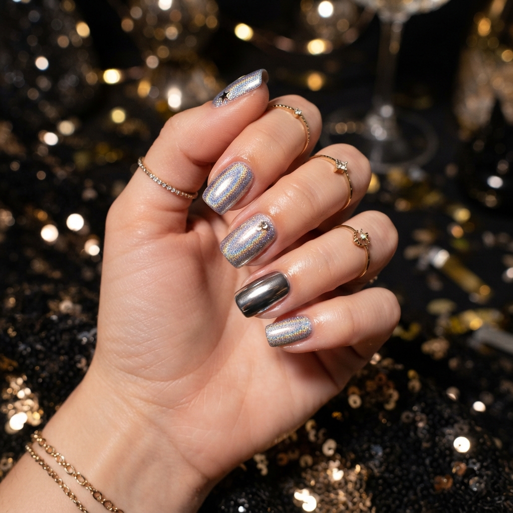 December Nails: 30 Creative Ideas to Try This Holiday Season 5 New Year's Eve December Nail Ideas