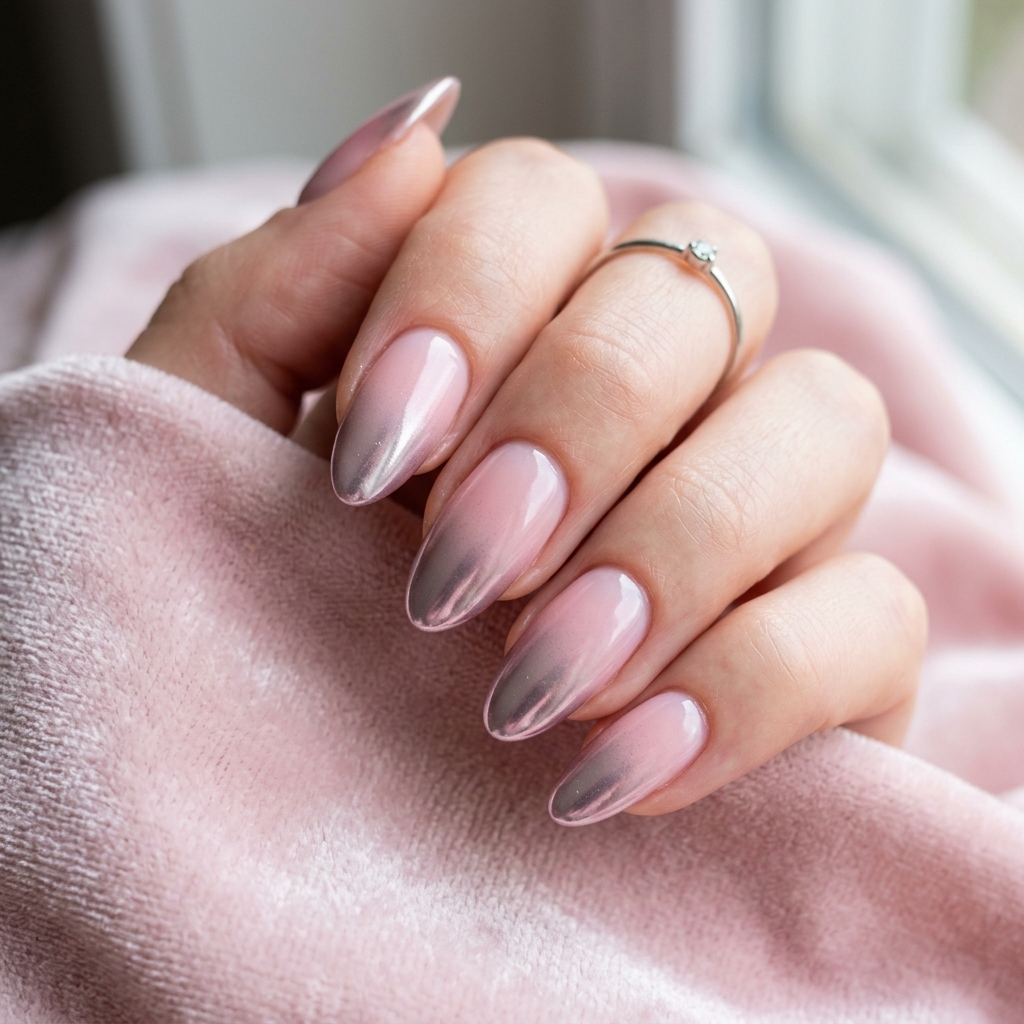 Pink Chrome Fade Nail Ideas