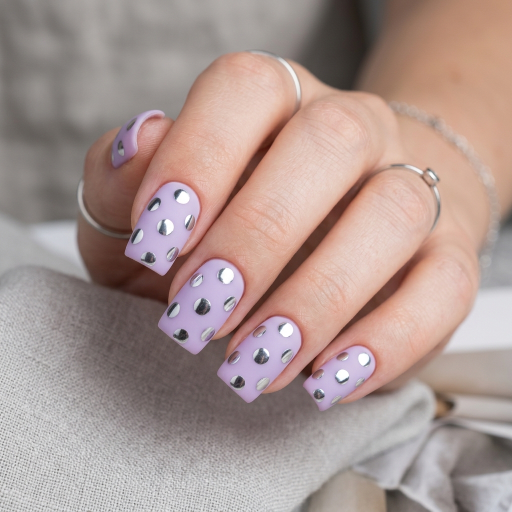 Chrome Polka Dot Nails Idea