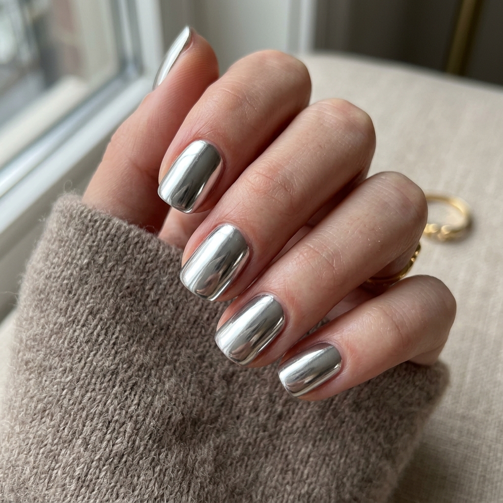 Chrome Short Gel Nail Ideas