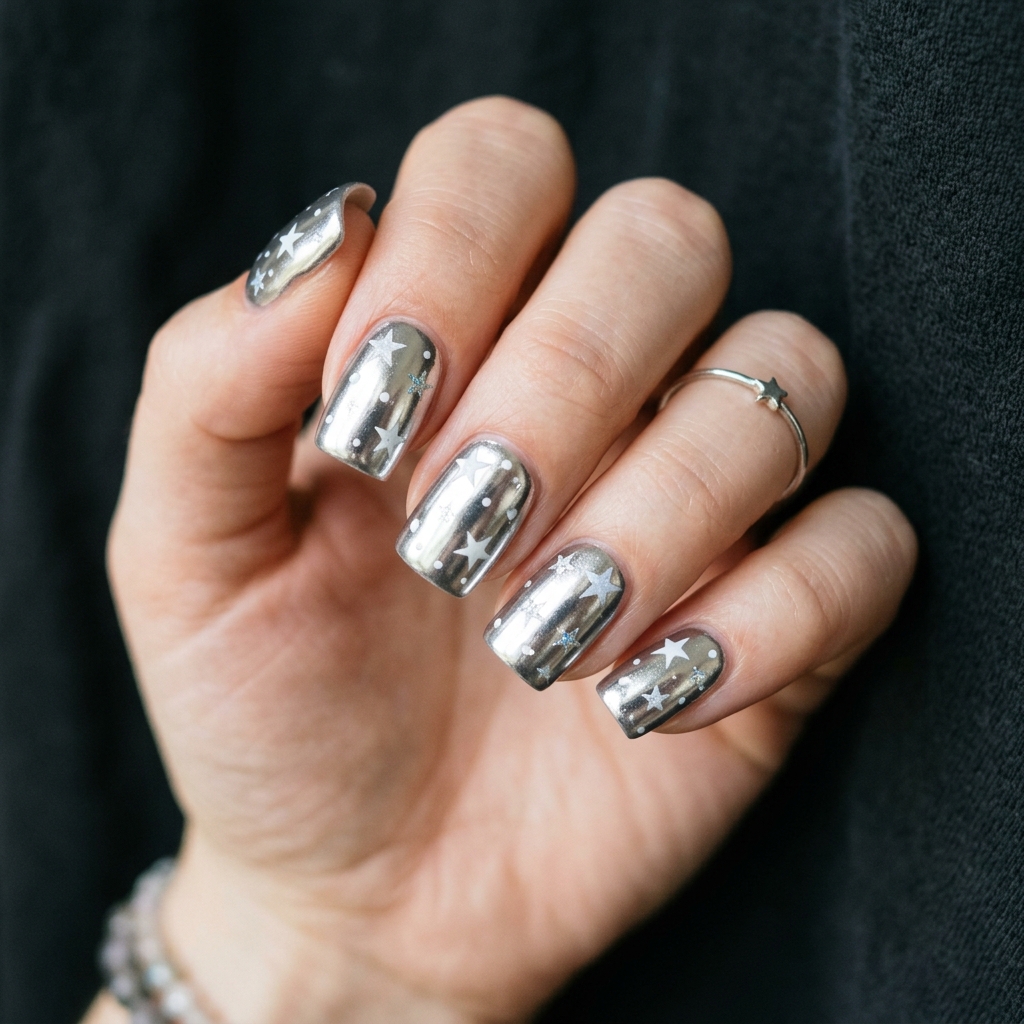 30 Chrome Summer Nails Ideas You'll Want to Try Now 21 Chrome Star Nails Ideas