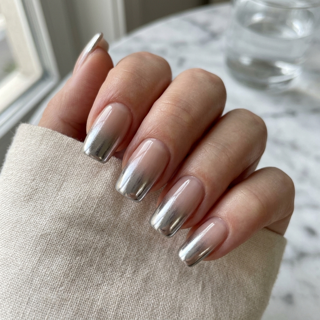 30 Chrome Ombre Nails Ideas for a Shine That Never Quits 18 Chrome Tip Ombre Ideas