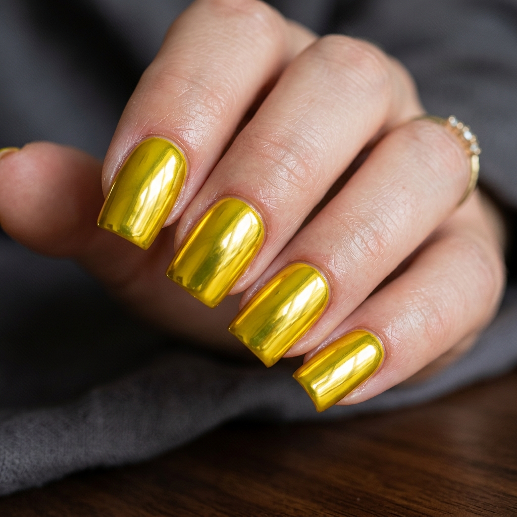 Chrome Yellow Nail Idea