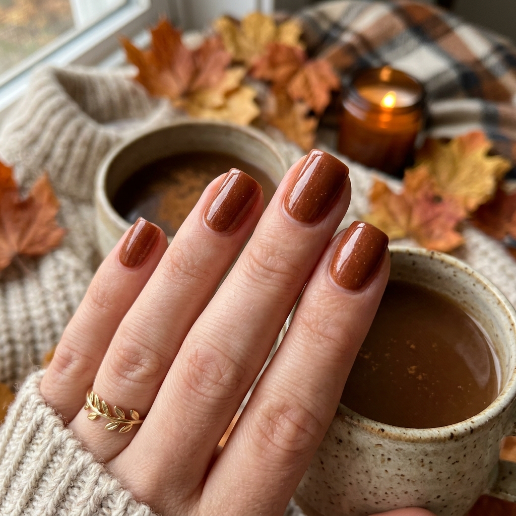 Autumn Nails Ideas: 30 Warm and Creative Ways to Style Your Manicure 9 Cinnamon Autumn Nails Idea
