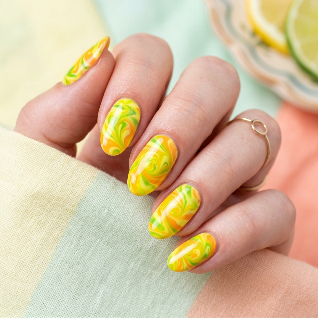 Citrus Swirl June Nails 2026 Ideas