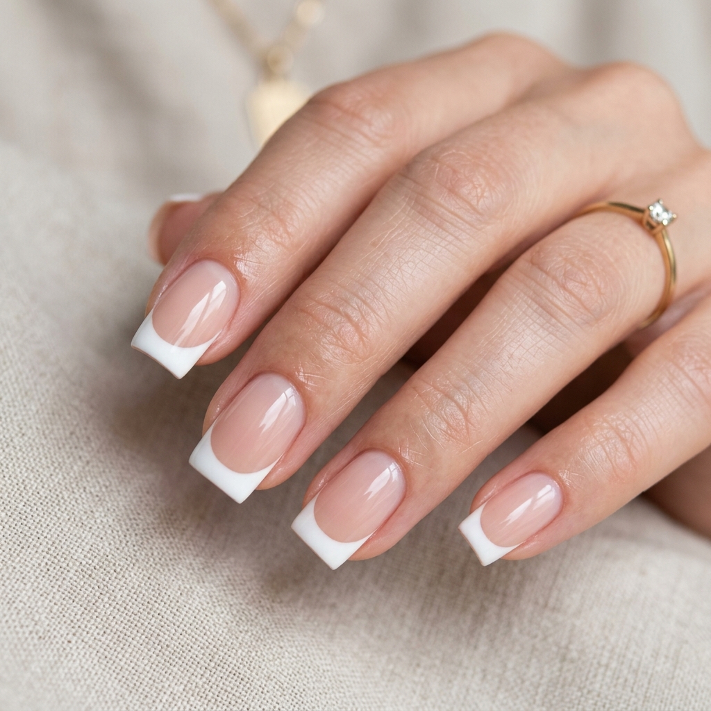 Clean White Tip cute simple nails Idea