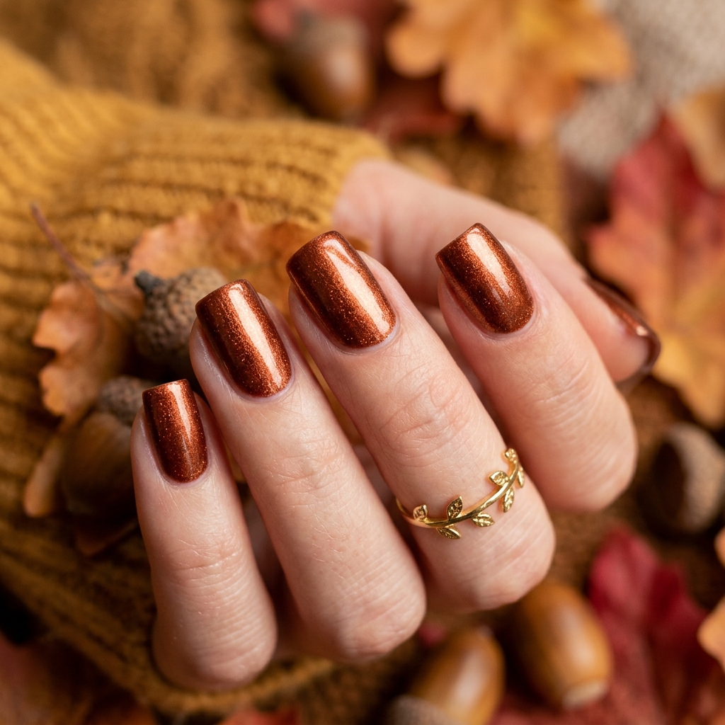 Autumn Nails Ideas: 30 Warm and Creative Ways to Style Your Manicure 19 Copper Autumn Nails Idea