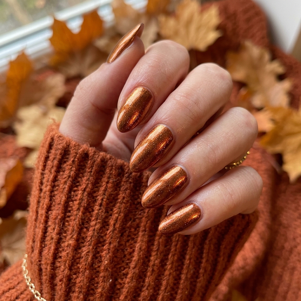 30 November Nails Inspo: Thanksgiving Ready Manicures You'll Love 20 Copper Metallic Nails Ideas