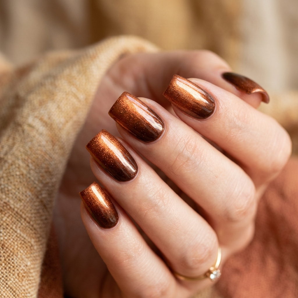 30 Chrome Ombre Nails Ideas for a Shine That Never Quits 9 Copper Shimmer Ombre Ideas