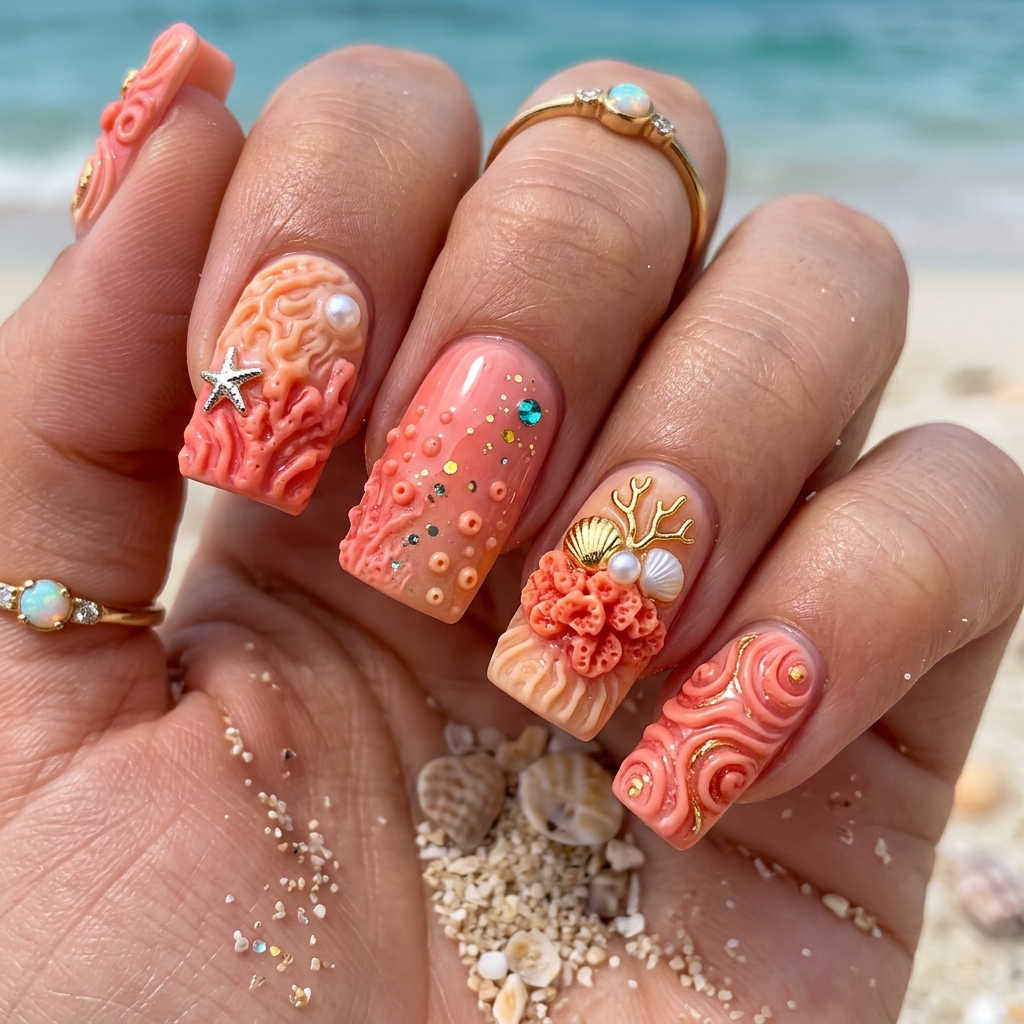 30 Pink and Orange Nails Ideas 21 Coral Reef Inspired Nail Ideas