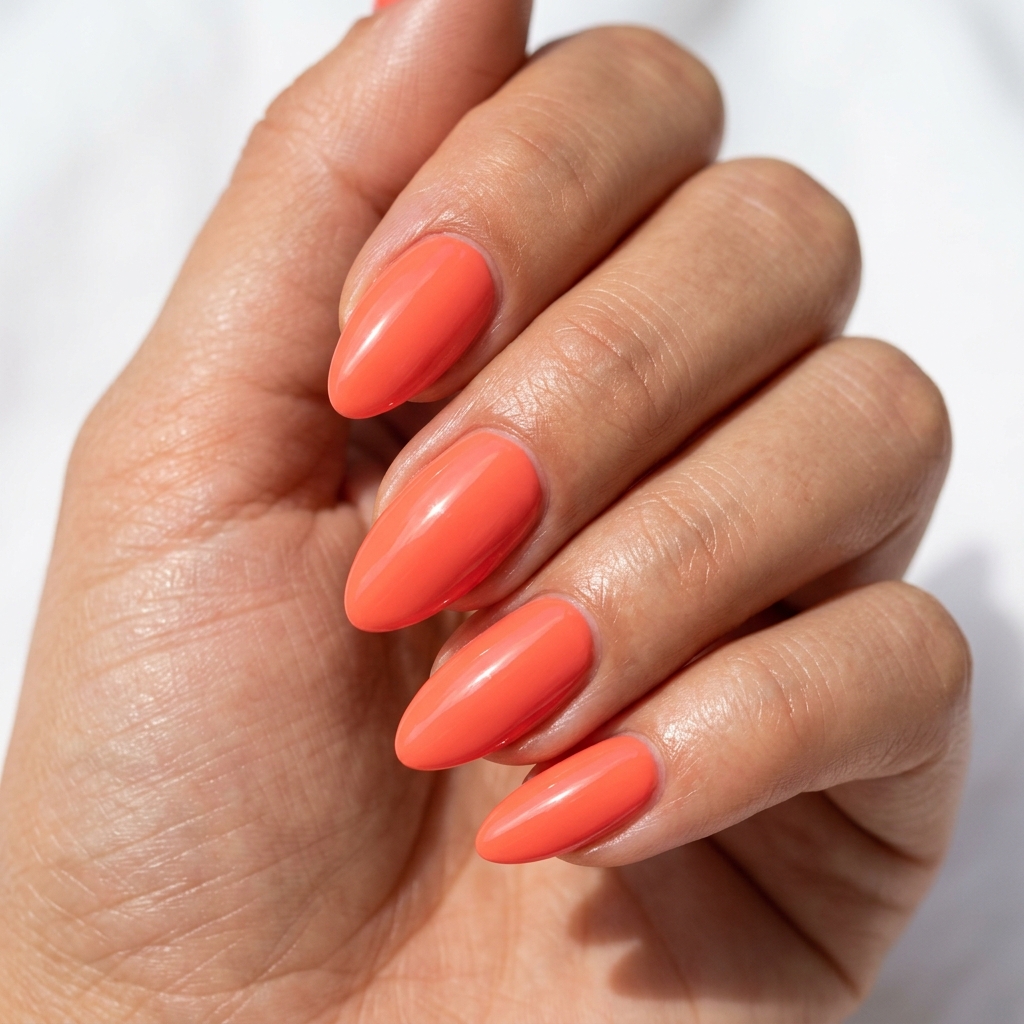 Coral Simple Summer Nail Designs Ideas