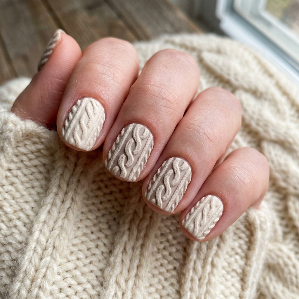 30 November Nails Inspo: Thanksgiving Ready Manicures You'll Love 14 Cozy Sweater Texture Nails Ideas