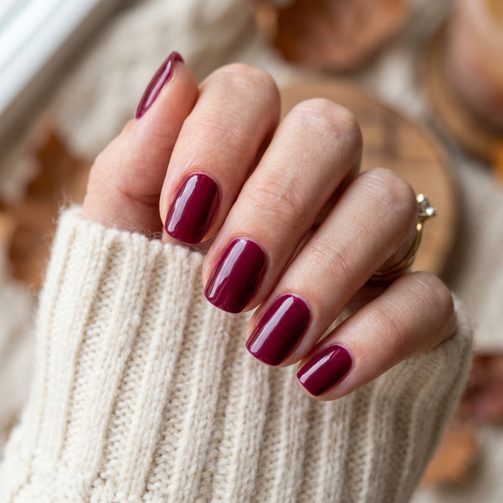 From Wine to Wine to Burgundy: 30 Dark Red Nails Ideas for Every Vibe 29 Cranberry red nails glossy finish 202607122021