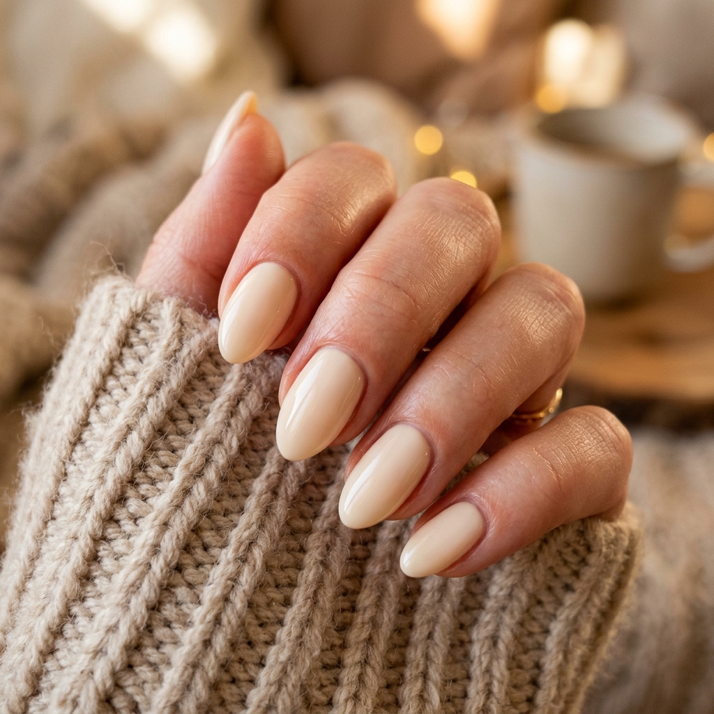 Short Almond Nails Ideas: 30 Elegant Ways to Style a Practical Shape 21 Cream Base Short Almond Nail Idea