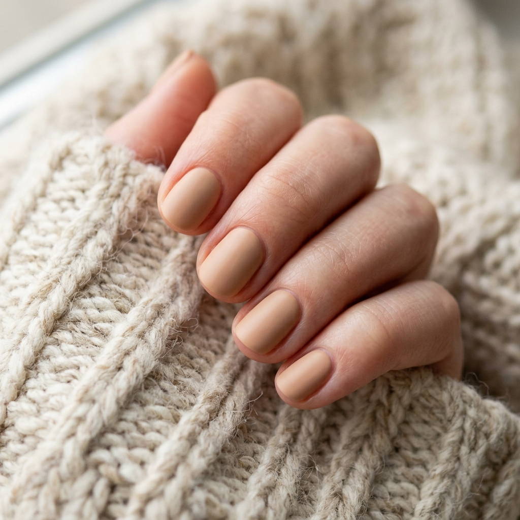 30 Short Round Nails Ideas That Bring Effortless Style to Life 14 Cream Beige Short Round Nail Idea