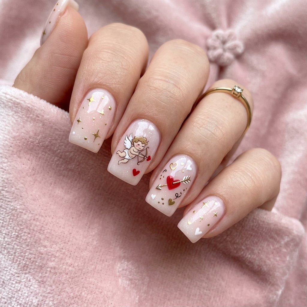 30 Valentines Nails Ideas to Fall in Love With 8 Cupid Nail Art Ideas
